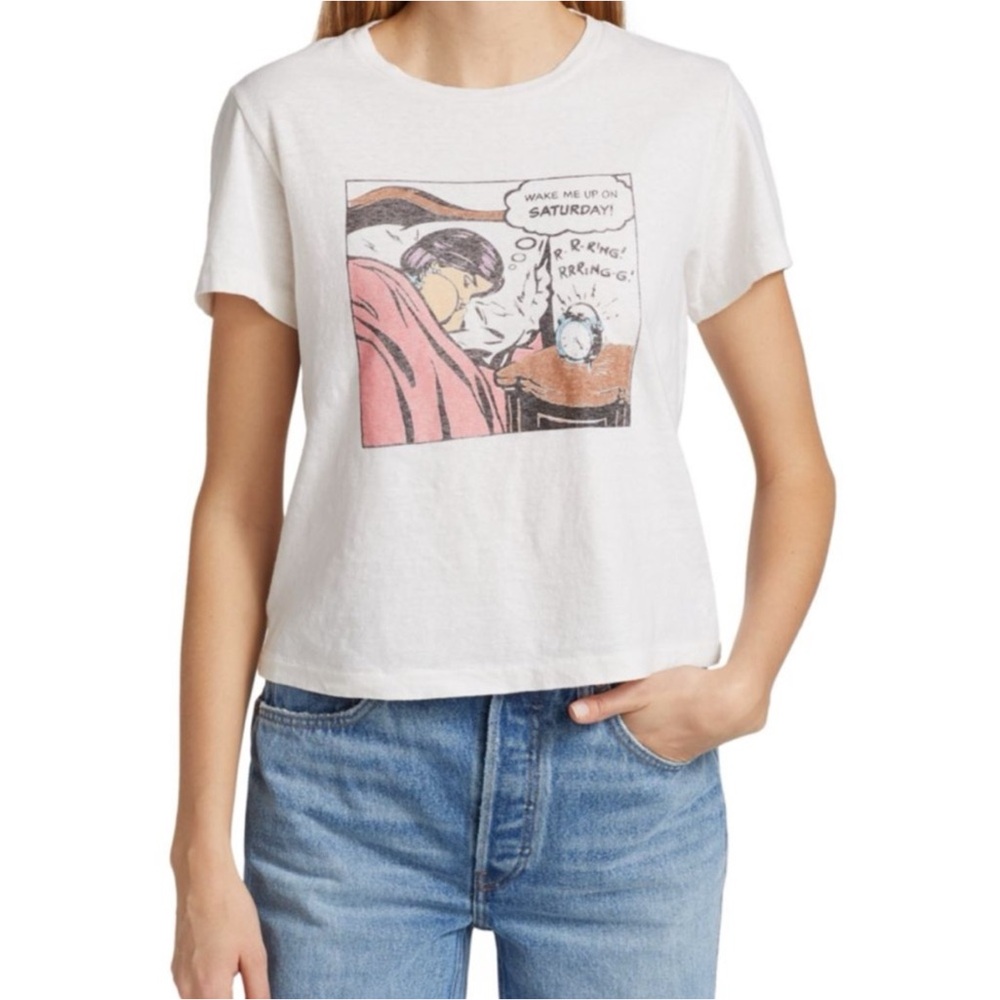 RE/DONE Wake Me Up On Saturday Tee Vintage White NWT
